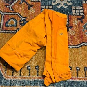 Vintage Alo Yoga Cut Out Mesh Leggings Yellow